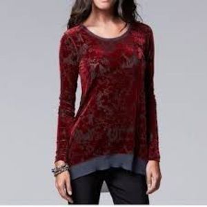 Simply Vera Wang crushed velvet shirt - size medium (burgundy)